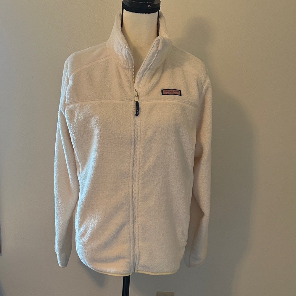 NWT Vineyard Vines White Full Zip Monkey Fleece
